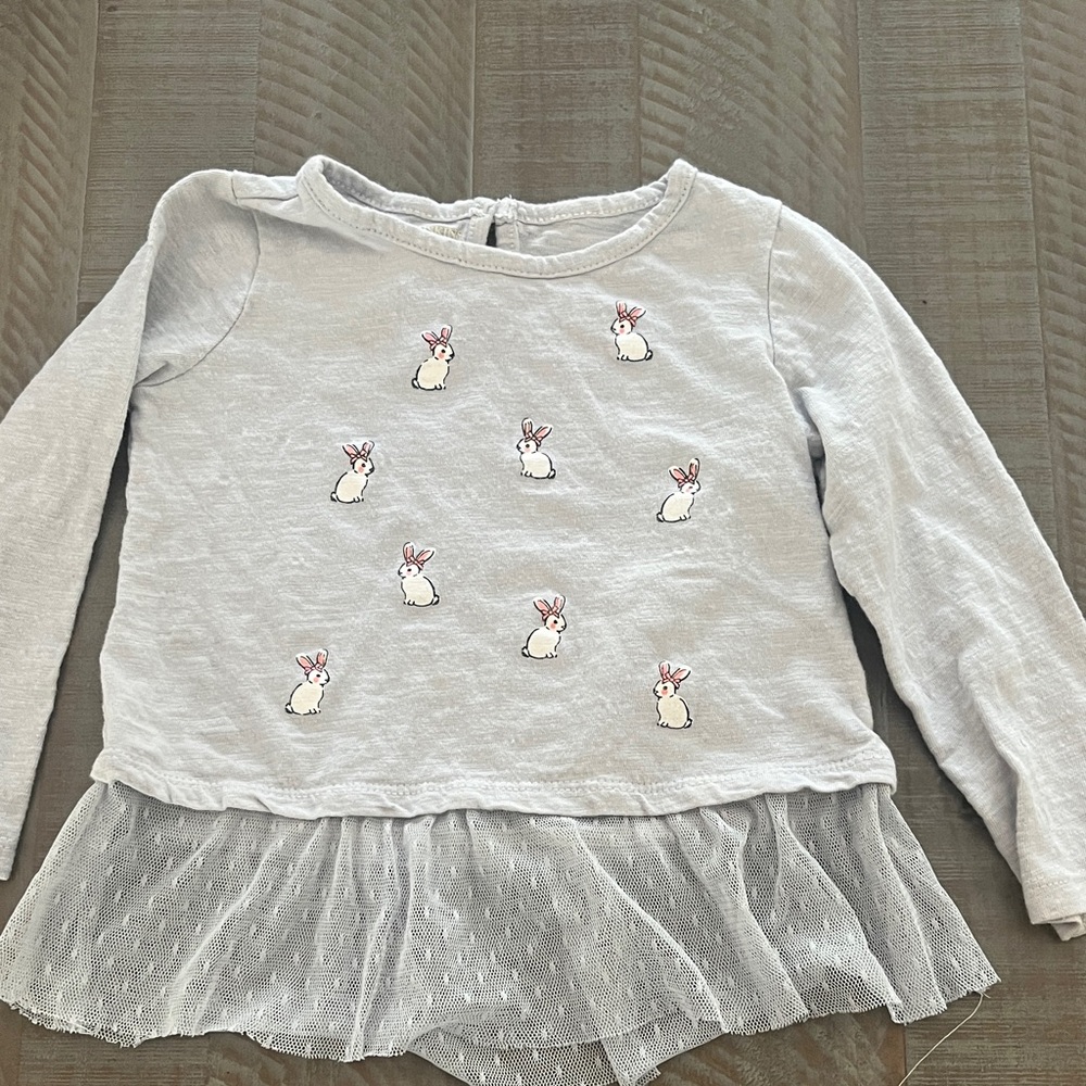 Adorable Gray Bunny Lace Peplum Top for Toddler 24 months